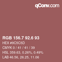 カラーコード: RGB 156.7 92.6 93 | qconv.com