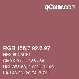 カラーコード: RGB 156.7 92.6 97 | qconv.com