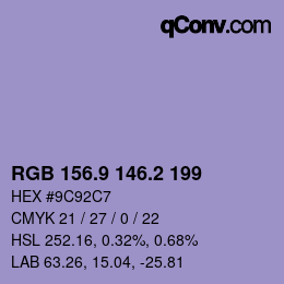 Color code: RGB 156.9 146.2 199 | qconv.com