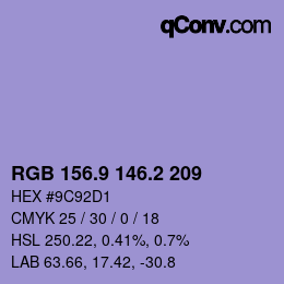 Color code: RGB 156.9 146.2 209 | qconv.com