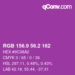 カラーコード: RGB 156.9 56.2 162 | qconv.com