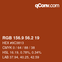 カラーコード: RGB 156.9 56.2 19 | qconv.com
