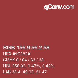 Color code: RGB 156.9 56.2 58 | qconv.com