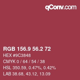 Color code: RGB 156.9 56.2 72 | qconv.com