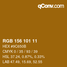 Color code: RGB 156 101 11 | qconv.com