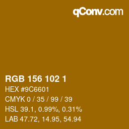 Color code: RGB 156 102 1 | qconv.com