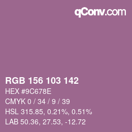 Color code: RGB 156 103 142 | qconv.com