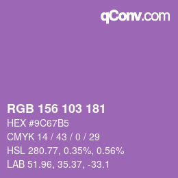 Color code: RGB 156 103 181 | qconv.com