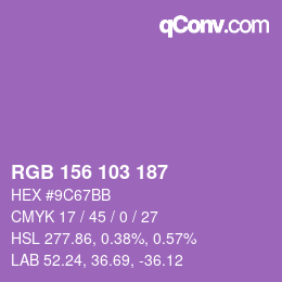 カラーコード: RGB 156 103 187 | qconv.com