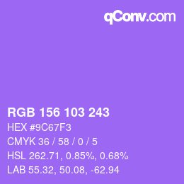 Color code: RGB 156 103 243 | qconv.com