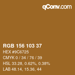 Color code: RGB 156 103 37 | qconv.com
