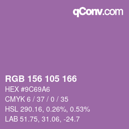 Color code: RGB 156 105 166 | qconv.com