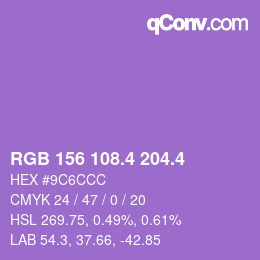 カラーコード: RGB 156 108.4 204.4 | qconv.com
