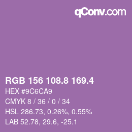 カラーコード: RGB 156 108.8 169.4 | qconv.com