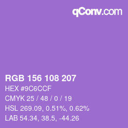 カラーコード: RGB 156 108 207 | qconv.com