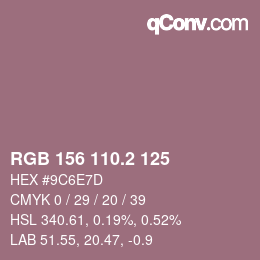 カラーコード: RGB 156 110.2 125 | qconv.com