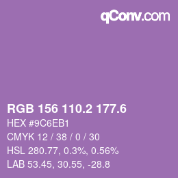 カラーコード: RGB 156 110.2 177.6 | qconv.com