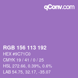 Color code: RGB 156 113 192 | qconv.com