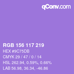 Color code: RGB 156 117 219 | qconv.com