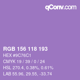 Color code: RGB 156 118 193 | qconv.com