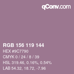 カラーコード: RGB 156 119 144 | qconv.com