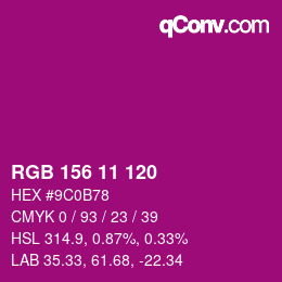 Color code: RGB 156 11 120 | qconv.com