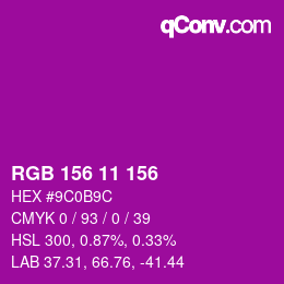 Color code: RGB 156 11 156 | qconv.com