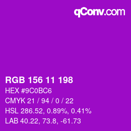 Color code: RGB 156 11 198 | qconv.com