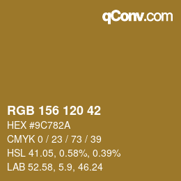 カラーコード: RGB 156 120 42 | qconv.com