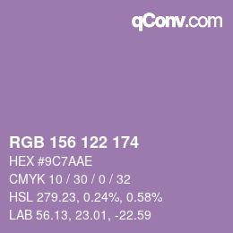 Farbcode: RGB 156 122 174 | qconv.com