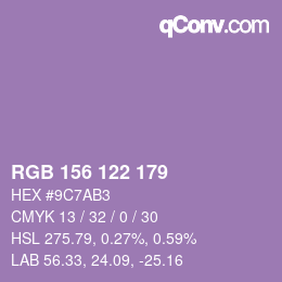 颜色代码: RGB 156 122 179 | qconv.com