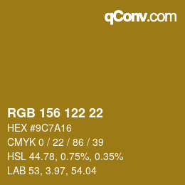 Farbcode: RGB 156 122 22 | qconv.com