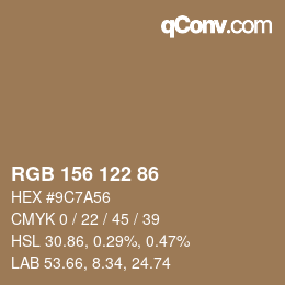 Color code: RGB 156 122 86 | qconv.com