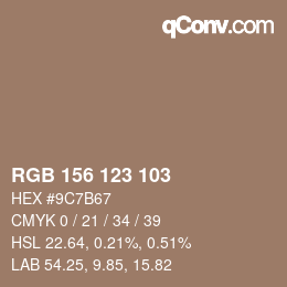 カラーコード: RGB 156 123 103 | qconv.com