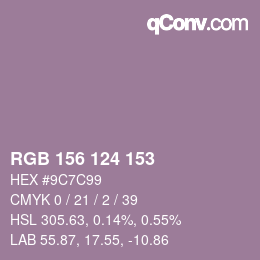 颜色代码: RGB 156 124 153 | qconv.com