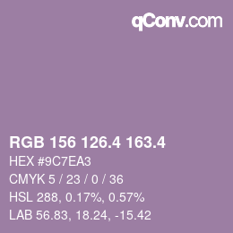 カラーコード: RGB 156 126.4 163.4 | qconv.com