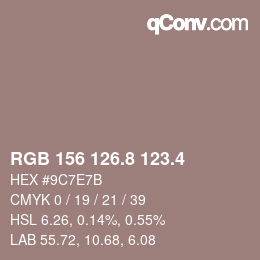 カラーコード: RGB 156 126.8 123.4 | qconv.com