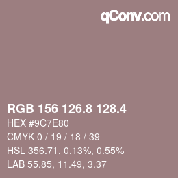カラーコード: RGB 156 126.8 128.4 | qconv.com
