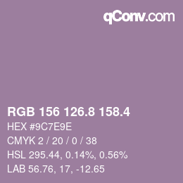 カラーコード: RGB 156 126.8 158.4 | qconv.com