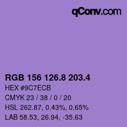 カラーコード: RGB 156 126.8 203.4 | qconv.com