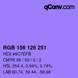 Color code: RGB 156 126 251 | qconv.com