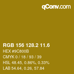 カラーコード: RGB 156 128.2 11.6 | qconv.com