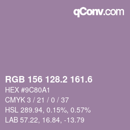 カラーコード: RGB 156 128.2 161.6 | qconv.com
