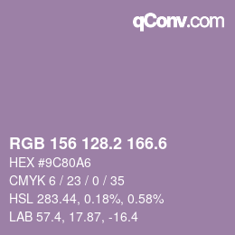 カラーコード: RGB 156 128.2 166.6 | qconv.com