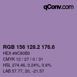 カラーコード: RGB 156 128.2 176.6 | qconv.com