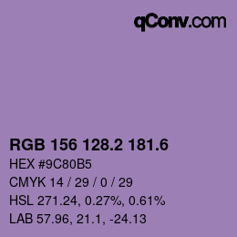 カラーコード: RGB 156 128.2 181.6 | qconv.com