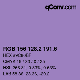カラーコード: RGB 156 128.2 191.6 | qconv.com