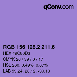 カラーコード: RGB 156 128.2 211.6 | qconv.com