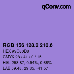 カラーコード: RGB 156 128.2 216.6 | qconv.com