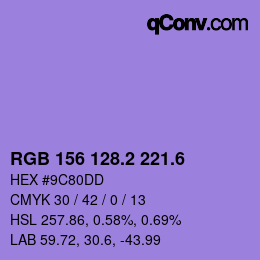 カラーコード: RGB 156 128.2 221.6 | qconv.com